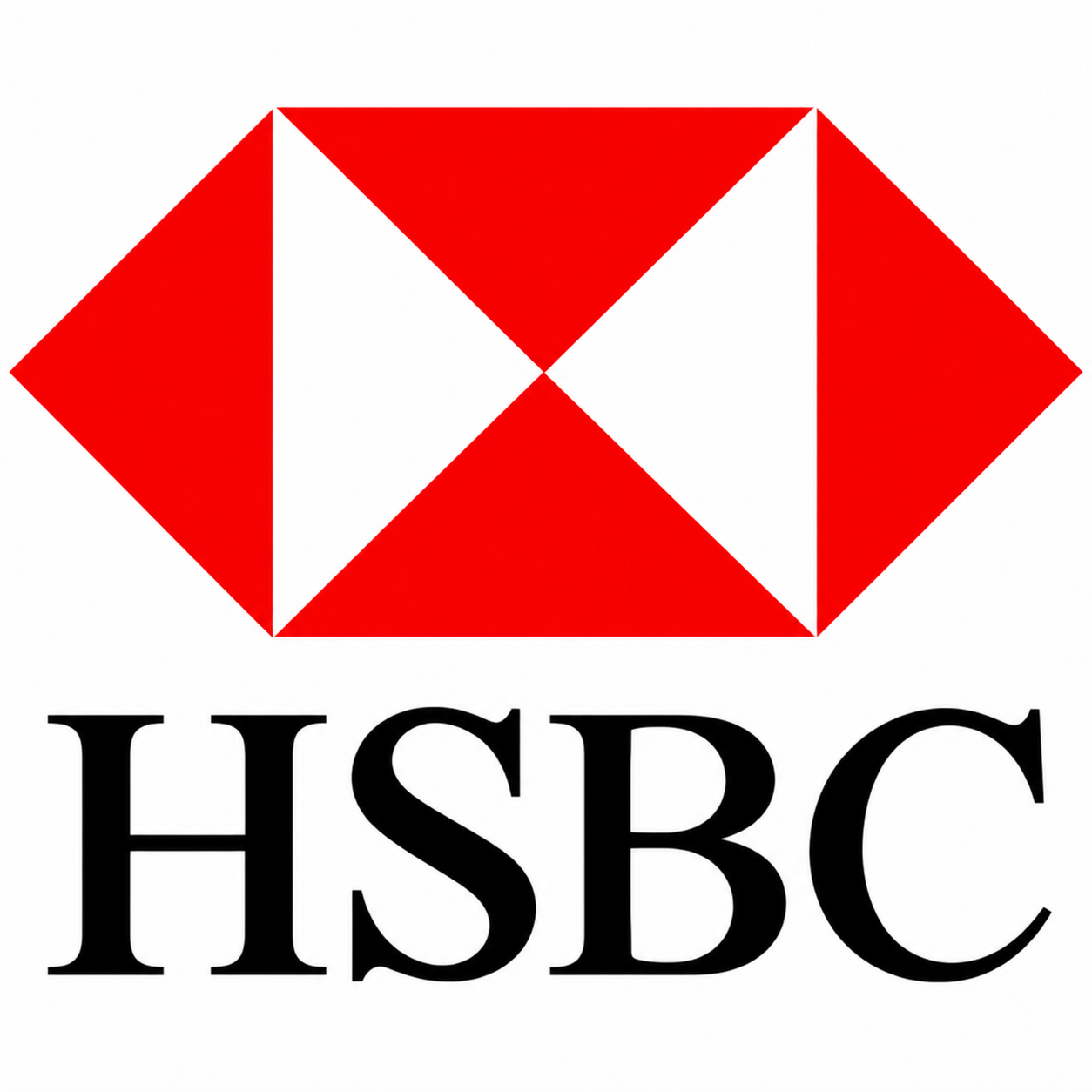 Logo officiel HSBC, hexagone rouge et blanc